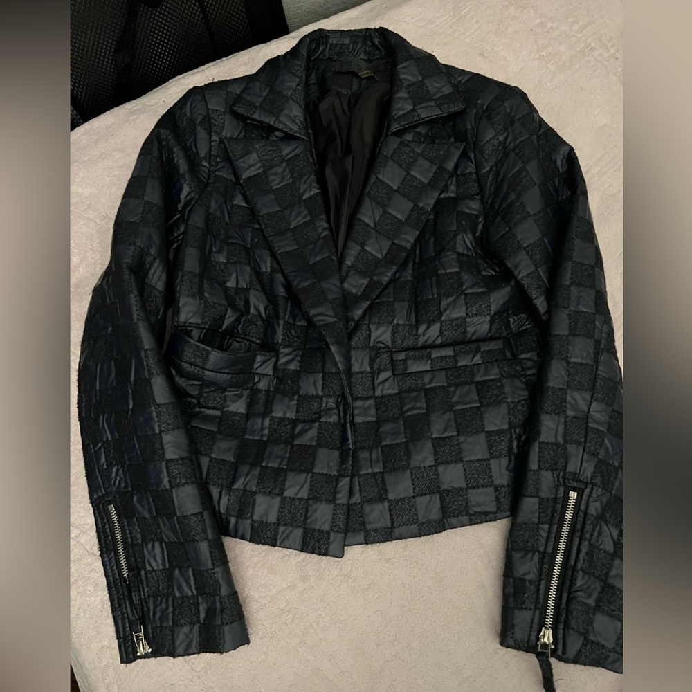 T.O.V Checkered Leather Jacket